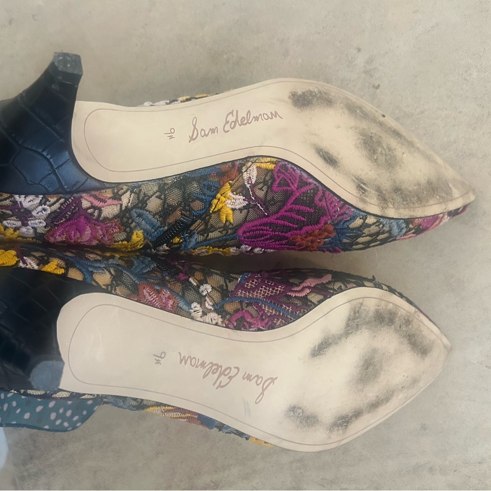 Sam Edelman Embroidered Floral Mesh Ankle Boots - Multicolor - Picture 5 of 5